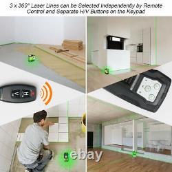 12 Line Tiling Floor Green Cross Laser Level with Remote Control+Hard Carry Case