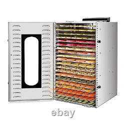 20 Tray Food Dehydrator Stainless Steel 24h Timer 1500W Fruit Jerky Dryer Home
