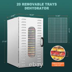 20 Trays Food Dehydrator Machine 304 Stainless Steel Commercial Dehydrator Timer