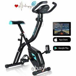 2-in-1 APP Control Folding Exercise Bike Indoor Stationary 10-level Resistance