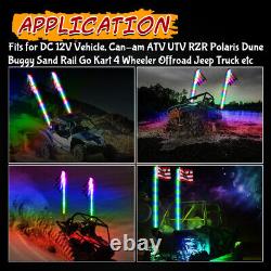 2pc 6ft Lighted Spiral LED Whip Antenna withFlag & Remote for ATV Polaris RZR UTV