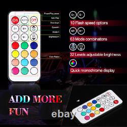 2x 4ft Lighted Spiral LED Whip Antenna with Flag Remote 8-Pods RGB LED Rock Lights