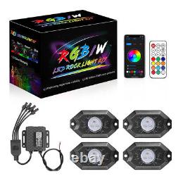 2x 5ft Lighted Spiral LED Whip Antenna withTurn Signal + 4xRGB LED Rock Lights Kit