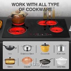 30in Induction Cooktop 4 Burner Stove Top Touch Control 9 Power Level Child Lock