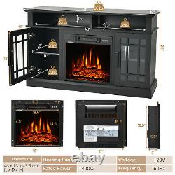 48 Fireplace TV Stand With Electric 1400W Fireplace for TVs up to 50 Inches