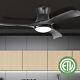 52 Inches Ceiling Fan With 3-level Adjustable Led Light & 6 Wind Speeds Black