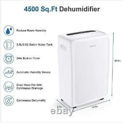 55 Pints Dehumidifier 4500 Sq. Ft Home Basement Large Rooms Drain Hose Water Tank