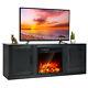 58 Fireplace Tv Stand Entertainment Console With 18 Electric Fireplace Black