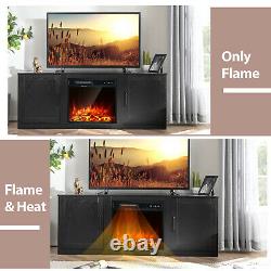 58 Fireplace TV Stand Entertainment Console With 18 Electric Fireplace Black