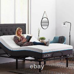 Adjustable Queen Size Electric Bed Steel Frame Foundation Base Remote Control