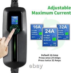 BESENERGY Level 2 EV Charger 16A/24A/32A Switchable Current Portable EV Charging