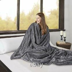Beautyrest Grey Electric Blanket with Two 20 Heat Level Setting Controllers King