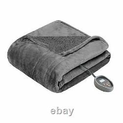 Beautyrest Grey Electric Blanket with Two 20 Heat Level Setting Controllers King