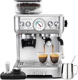 CASABREWS All-in-One Espresso Machine with Grinder and Milk Frother, 20 Bar