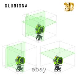 CLUBIONA 3D Green Laser Level Self-Leveling 12 Cross Lines with Remote Control Kit