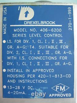 Drexelbrook 406-6200-F01 HLFS Level Control Transmitter 4-20mA F13