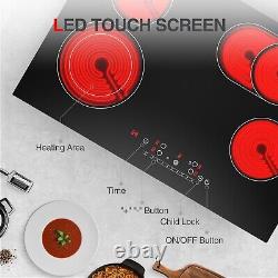 Electric Cooktop 30 Inch 6800W Built-in Electric Stove 9 Power Level Timer Lock