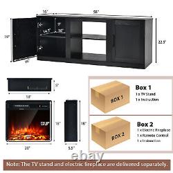 Fireplace 58 TV Stand Entertainment Console With 18 Electric Fireplace