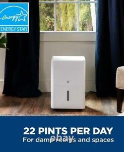 GE 22 Pint ADHL22LA Portable Dehumidifier With Smart Dry for Damp Spaces