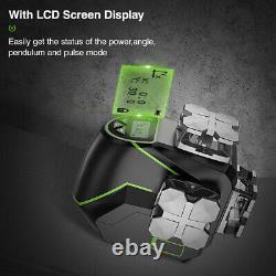 HUEPAR LCD Display 3D Cross Line Laser Level Green Beam Bluetooth Remote Control