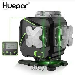 Huepar 12 Lines 3D Cross Line Laser Level LCD Display Bluetooth & Remote Control