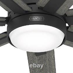 Hunter Fan 60 in Casual Matte Black Indoor Ceiling Fan with Light Kit and Remote