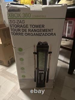 LEVEL UP Zig Zag Xbox 360 Games & System Storage Tower Organizer DVDs Gamer Gift