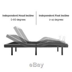 LUCID Adjustable Bed Base with Motorized Head/Foot Incline and Remote Control