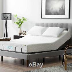 LUCID Adjustable Bed Base with Motorized Head/Foot Incline and Remote Control