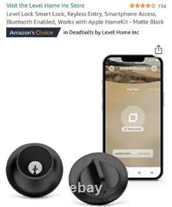 Level Lock Smart Lock, Keyless Entry, Smartphone Access, Bluetooth- Matte Black
