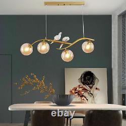 Modern 4 Lights Glass Ball Chandelier Branch Pendant Ceiling Light Gold Fixture
