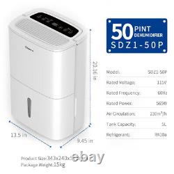 Shinco 50 Pint Dehumidifier for Rooms, Basement, Bathroom, Ultra-Quiet, 3000 sq. Ft