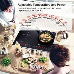 Slim Double Induction Hob 10 Temperature Level Electric Dual Cooker Timer Safety
