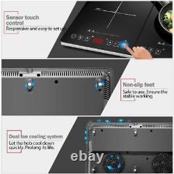 Slim Double Induction Hob 10 Temperature Level Electric Dual Cooker Timer Safety