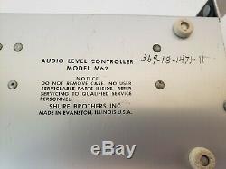 Vintage Shure M62 Level Loc Audio Level Controller Rare Preamplifier AS-IS