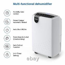 Yaufey 2000 Sq. Ft Dehumidifier With Drain Hose Auto Drainage Defrost for Basements