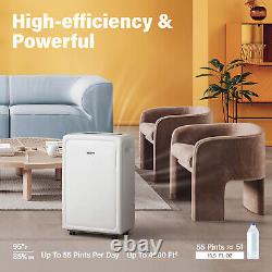 Yaufey 4500 Sq. Ft Home Dehumidifier 55 Pints for Basement Large Rooms Drain Hose